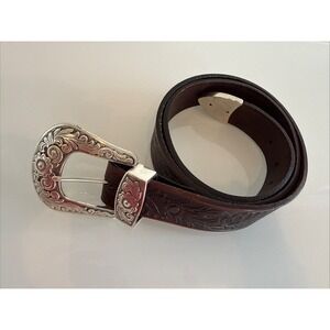 Beautiful Mens Western Embossed Leather Belt Size 40 Marked 2006 By IVAN